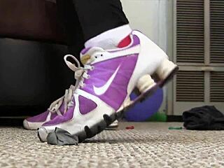 Sneakers hide the fetish thrill of public outdoor feet walking tease