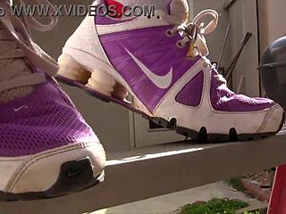 Sneakers hide the fetish thrill of public outdoor feet walking tease