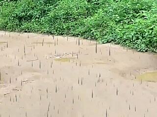 muscular mommy's wet pussy takes anal creampie in forest