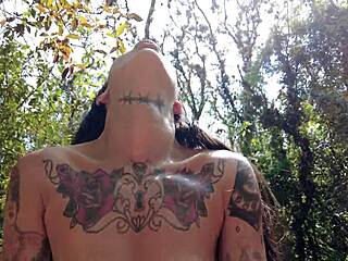 hot tat girl SUCKING monster cock then FUCKING ass outdoors with deepthroat gagging