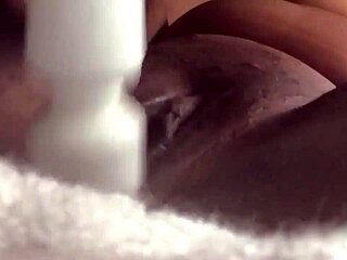 Beautiful ebony babe squirts hard fingering juicy pussy close-up screaming orgasm