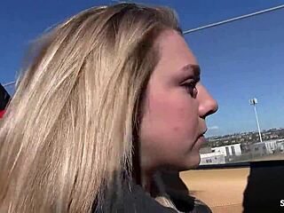 Sweet Blonde in Overknee Socks Picked Up for Rough Fuck and Facial Finish