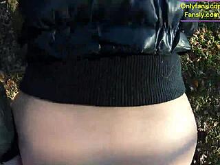 hey tight leather pants no panties wet blowjob in car then rough forest fuck