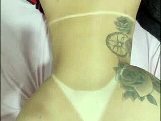 Blonde lingerie wife with huge tits and ass rides cock early morning