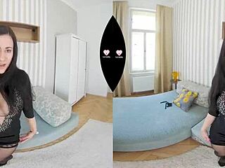 Lustreality Brunette Stocks Heels Huge Dildo Deep Fuck VR
