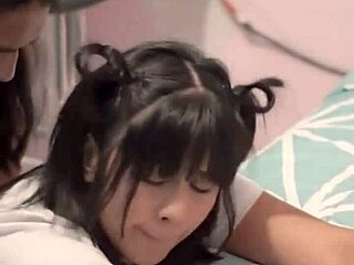 Petite Tanned Colombian Brunette with Small Tits and Long Hair Fucks Boyfriend POV in Bedroom