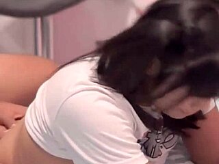 Petite Tanned Colombian Brunette with Small Tits and Long Hair Fucks Boyfriend POV in Bedroom