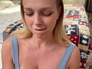 WOW, this sporty petite blonde mother-in-law strips barefoot outdoors craving young penis over weights!