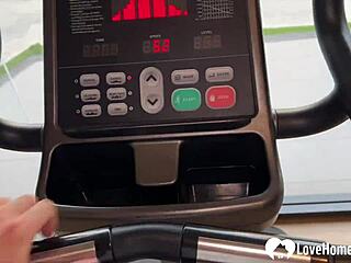 Brunette gym pickup sucks cock deep before hardcore toilet pounding