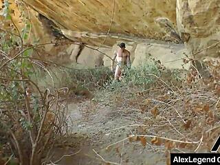 lea lexis hairy brunette big tits pussy rides monster cock outdoor!