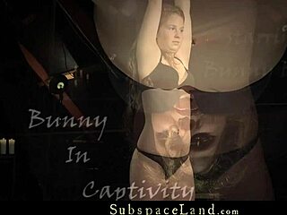 hey teeny slave, tied up bound in handcuffs on bed for rough whipping slaps and fucking!