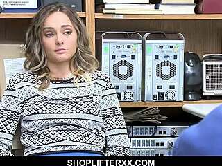 A cute german blonde teen shoplifter gets tied up tight and fucked hard by security