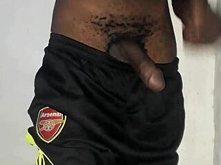 check out this kenyan stud's monster black cock getting a homemade oily handjob wank