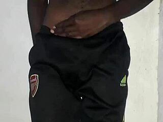 check out this kenyan stud's monster black cock getting a homemade oily handjob wank