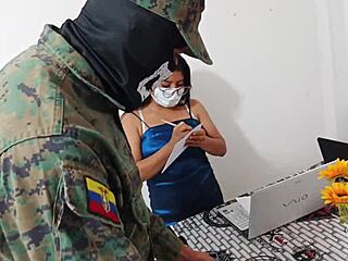 Soldier Fucks Sexy Venezuelan Saleswoman First Time at Work for Benefits