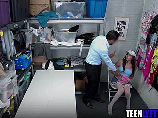 Naughty cum-drenched teen slut caught shoplifting gets hardcore mall cop pounding