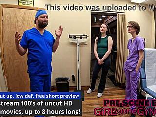 luci starr heads to her first gyno exam with the nurse spreading her shaved pussy wide open