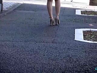 asian bitch with big hairy ass and clit masturbates in heels to orgasm