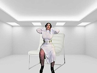 granny slave princess leia deepthroats darth vader's cock in cosplay bdsm