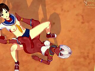 sakura battles elena in sweaty lesbian tribbing frenzy