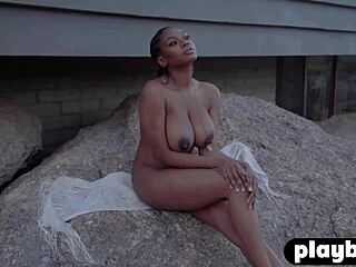 big tits ebony teen nyla poses outdoor stripping naked
