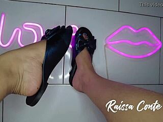 I'm obsessed with my sexy oiled footjob in blue flip flops making him cum like steirinha issa conte