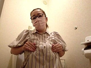 Married German bride rubs big tits in wedding toilet! Full masturbation movie exposed
