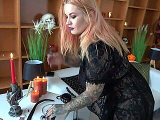 slutty witch sabien demonia pisses mouth spews cock licks floor rough anal pounding