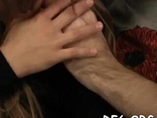 Fragile teen virgin bares tight pink hole close-up defloration