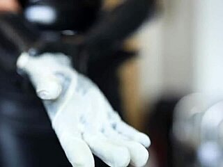 girl slips on latex gloves for smooth asmr tingles