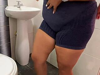 wanna sneak away for secret gym bathroom sex with this thick ebony bride? her huge ass rides perfect in corset