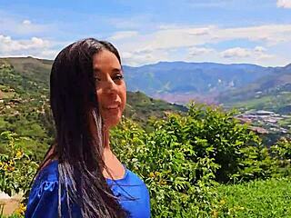 caught this sexy colombian milf thief on the ranch fucking her wet pussy outdoors by the owner