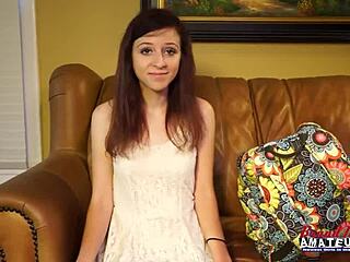 Petite Brunette Coed Katie Walls Swallows Big Cock After Doggystyle Pounding