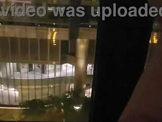 naughty wife fingers her wet clit close-up in front of hotel window public orgasm thrill