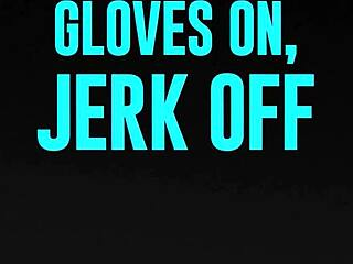 julie cash jerks cock in sexy gloves for cash bang
