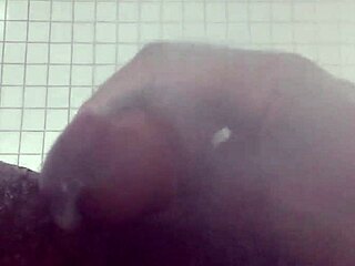 Lactating Amateur Cums Hard from Shower Head Orgasm in Kinky Lesbian Femdom Bath Solo