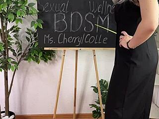 sexy teacher roleplays bdsm in see-through lingerie
