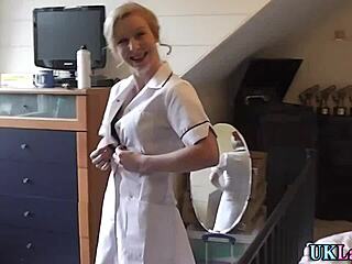 Classy British Nurse In Stockings Services Patient's Cock In Hospital