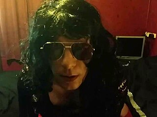 Crossdressing sissy sucks cock on dildo then ass to mouth deep!