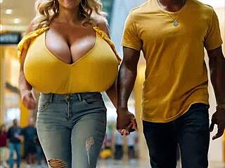 BBW aux gros seins montre ses nichons massifs qui gigotent partout