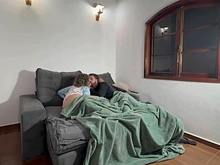 curvy latina wife flashes big ass in lingerie while hubby watches her first interracial tease.