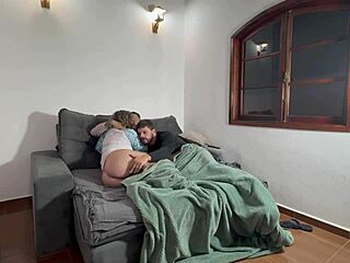 curvy latina wife flashes big ass in lingerie while hubby watches her first interracial tease.