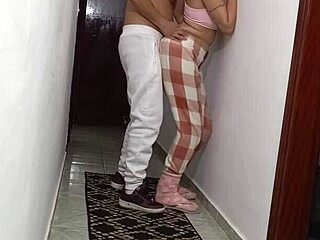 naughty stepdaughter grinds wall desperately rubbing dry to climax. taboo masturbation overwhelms her.