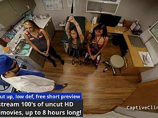 asia and amy in latex smuggling backstage with handcuffs and spreading