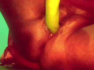 back at the asian village this girl grabs a brinjal for some wild pussy play then takes a fat cock deep pov cumshot at the ranch