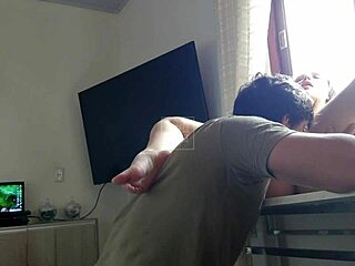 Blonde big ass tempts in the kitchen