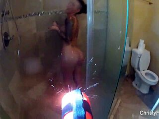 Christy Mack soaps up her big tits and ass in steamy shower
