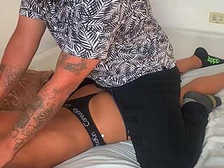 stepbrothers give exotic latina ebony a sensual full body massage