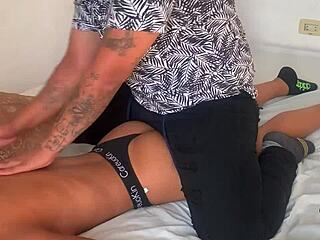 stepbrothers give exotic latina ebony a sensual full body massage