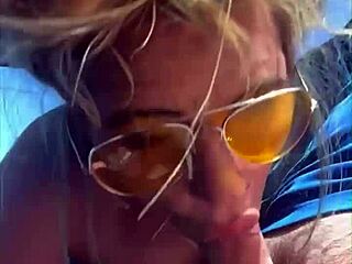 Blonde Cheats with Daytime Public Cock Suck and Facial